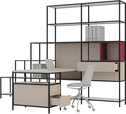 Regal und Schreibtisch All-in-one Homeofficelösung